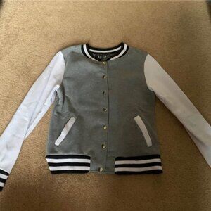 Fuax Lettermen's Jacket, Black and White, Size Small